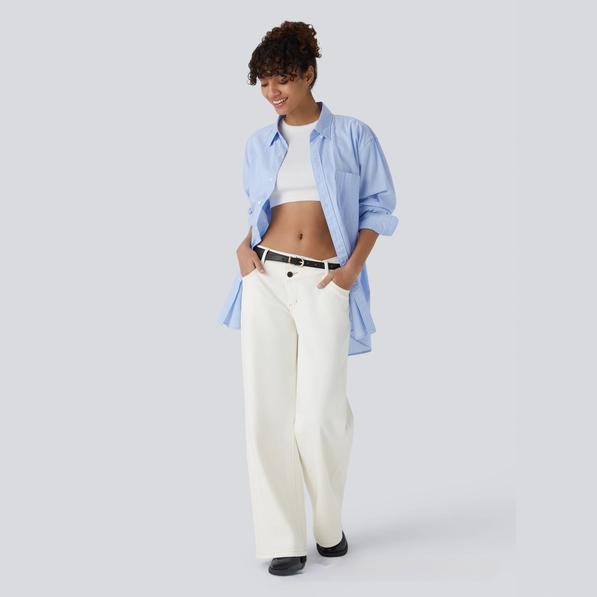 Women's Asymmetric Low-rise Loose-fit Denim Jeans