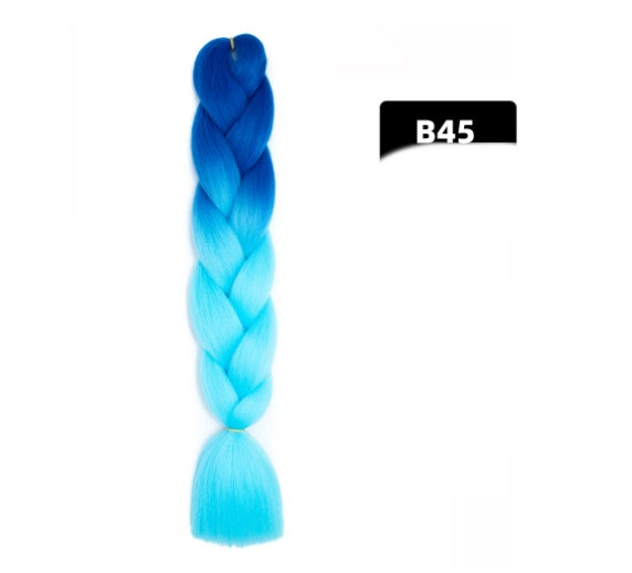 Peluca de seda africana de alta temperatura con fibra química y trenza grande en color degradado