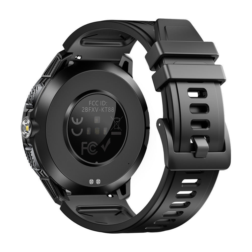 Reloj inteligente con Bluetooth, llamadas, linterna, frecuencia cardíaca, oxígeno en sangre, podómetro, para exteriores.