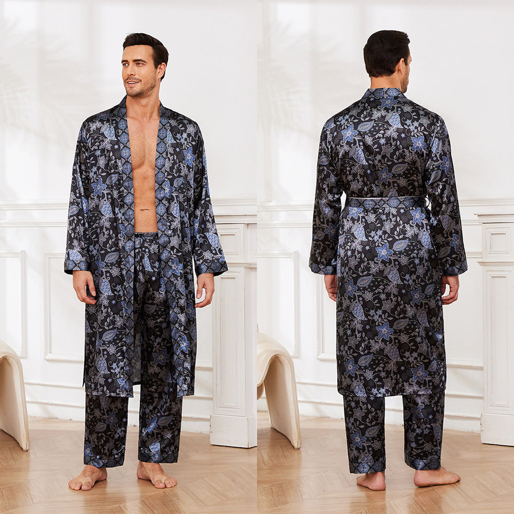 Pijama fino de manga larga para hombre de otoño