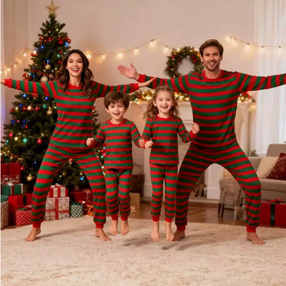 Striped Christmas Family Set Autumn Long-sleeve Loungewear