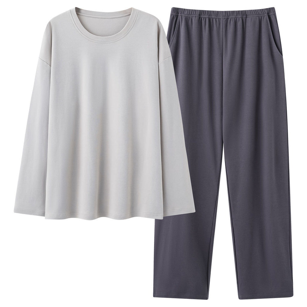 Conjunto de pijama para hombre de 100% algodón con camiseta de manga larga y pantalón largo.