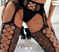 Medias de rejilla ajustadas, elegantes y sexys, con diseño ahuecado en negro.