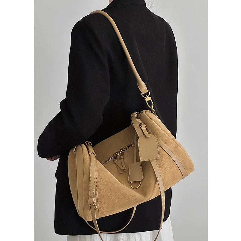 Bolso bandolera retro de ante mate elegante para mujer