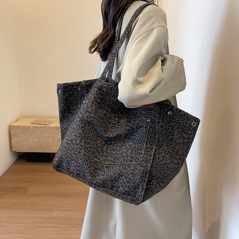 Bolso de lona elegante de gran capacidad y un solo hombro para mujer