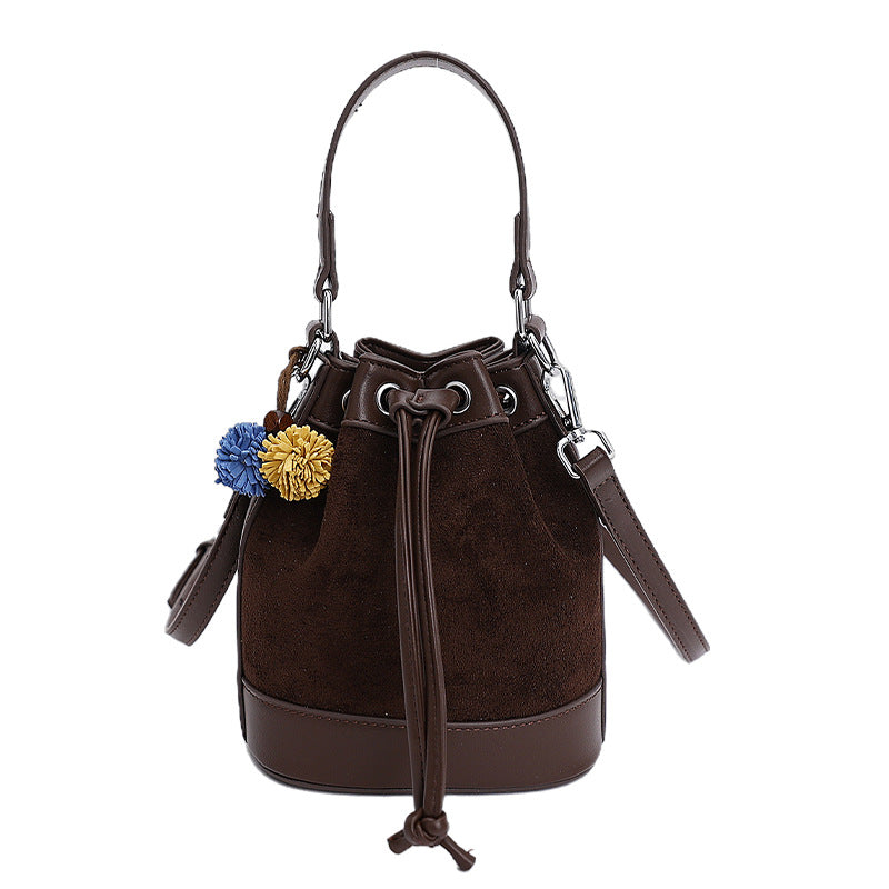 Bolso tipo cubo con asa de cordón para mujer