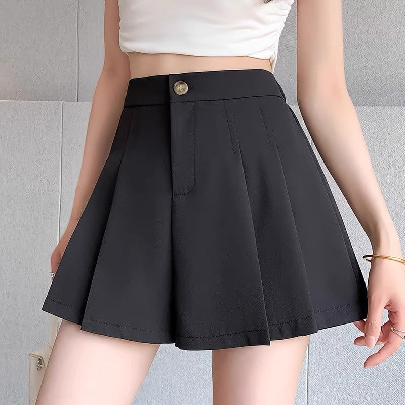 Pantalones cortos plisados ​​de cintura alta y talla grande para mujer que realzan la figura