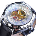 Reloj mecánico automático de esfera grande ahuecado con cristal azul para negocios y estilo informal.