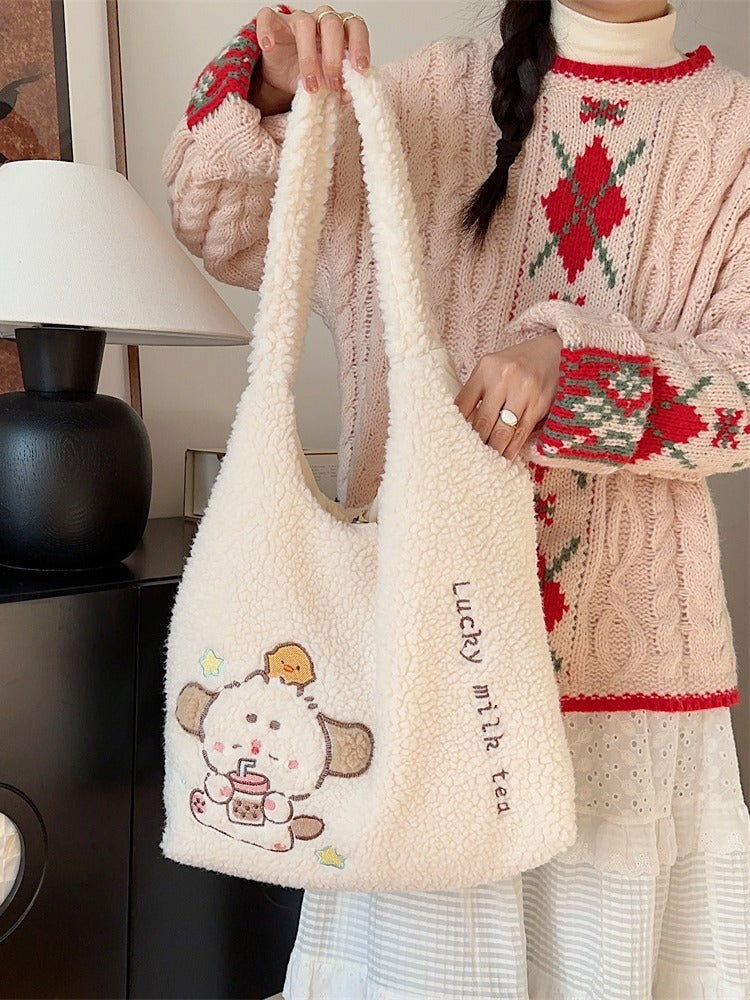 Bolso de hombro de felpa estilo coreano para mujer otoño-invierno
