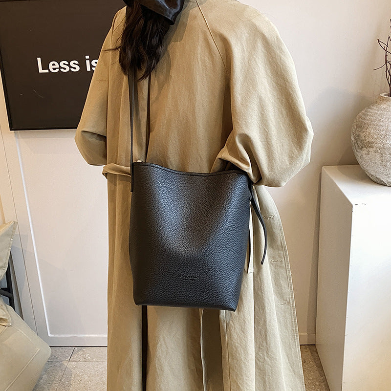 Nuevo conjunto de bolso de cubo suave de dos piezas de moda de otoño