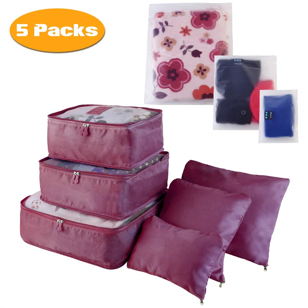 Juego de 9 bolsas de almacenamiento de ropa, resistentes al agua, organizadores de equipaje de viaje, cubos de embalaje para blusas, medias y ropa interior.