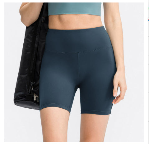Pantalones cortos deportivos de yoga con doble cara cepillada y efecto descuidado para mujer