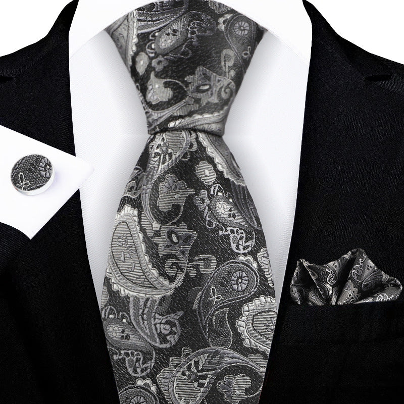 Corbata con flores de anacardo bordadas en jacquard