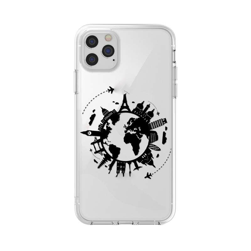 Funda de silicona transparente para teléfono con diseño de mapa de moda