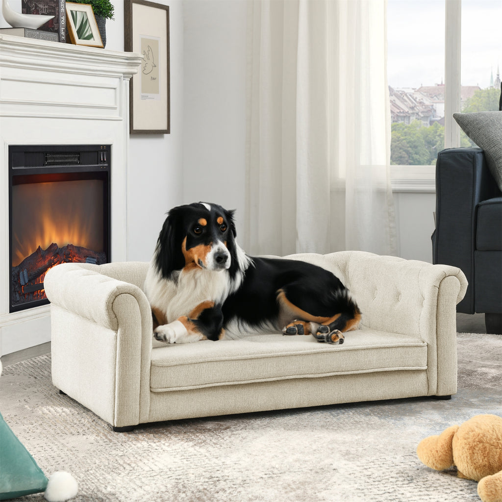 Elegante cama rectangular para perros medianos y grandes, sofá cama elevado y duradero, cómodo.