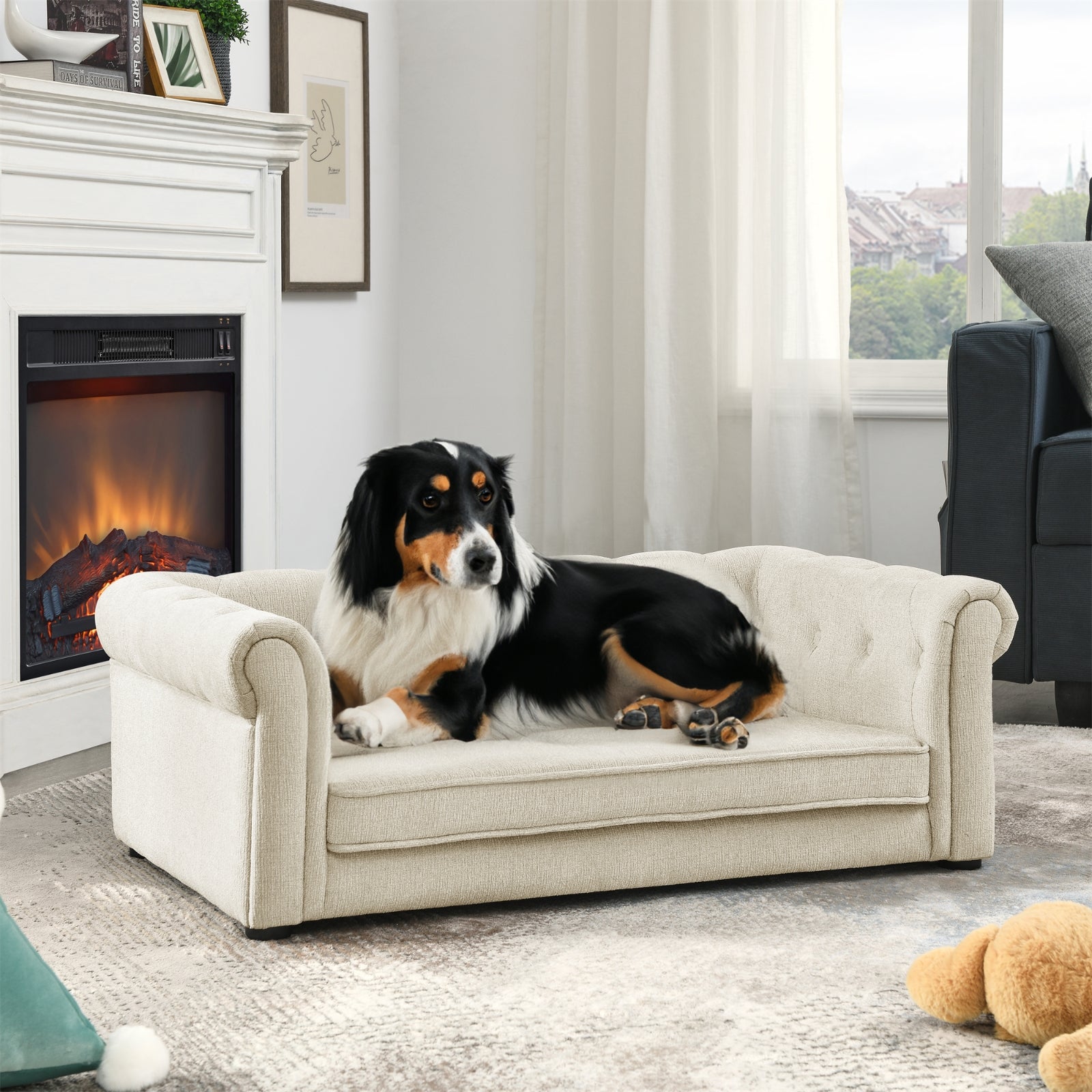 Elegante cama rectangular para perros medianos y grandes, sofá cama elevado y duradero, cómodo.