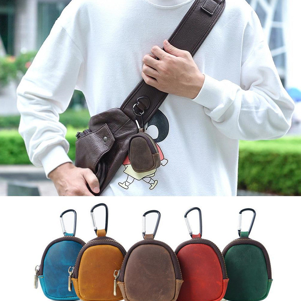 Cartera pequeña de piel de vaca con cremallera