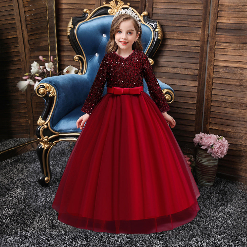 Vestido de lentejuelas de algodón de moda para niñas