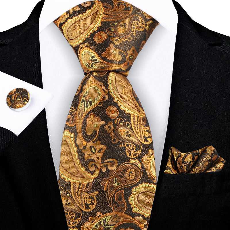 Corbata con flores de anacardo bordadas en jacquard