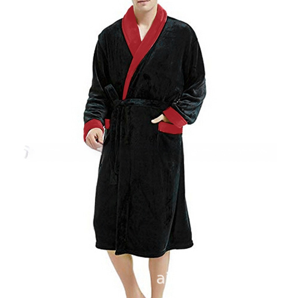 Bata de baño de manga larga para hombre, talla grande