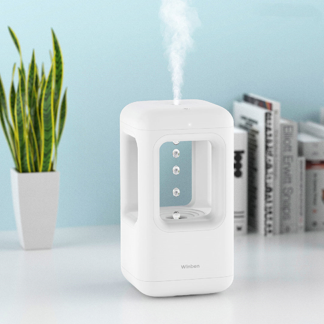 Nuevo humidificador de aire para el hogar, silencioso, para dormitorio, antigravedad, con gotas de agua y luz ambiental.