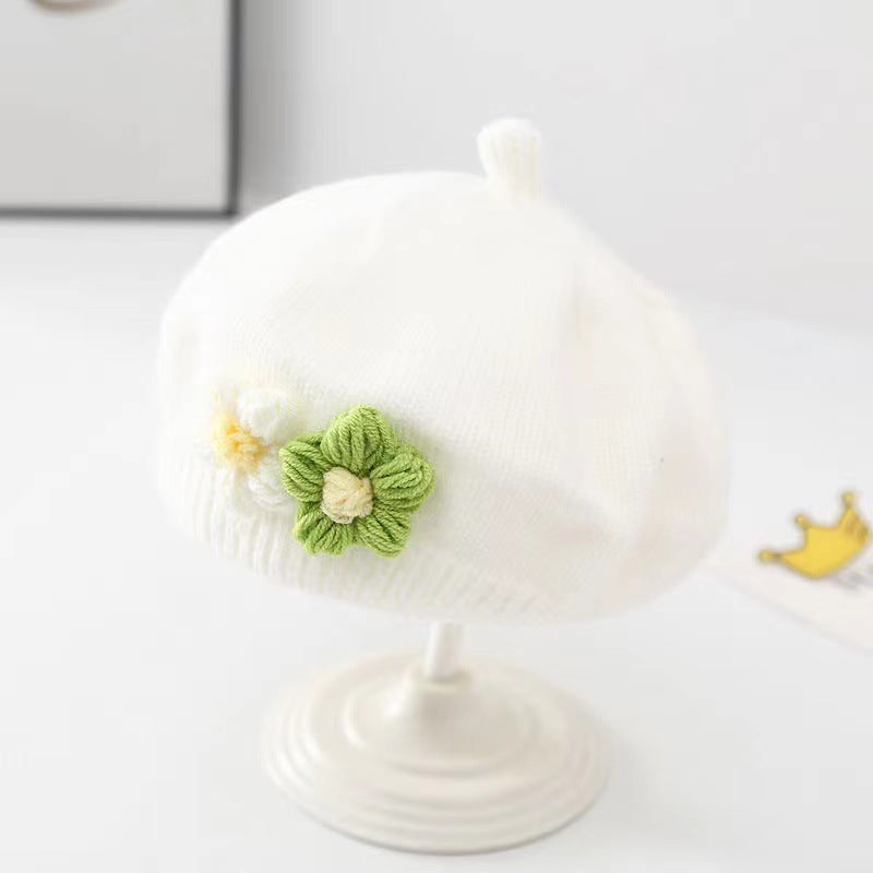 Gorro de niña Boina de punto de lana para bebé