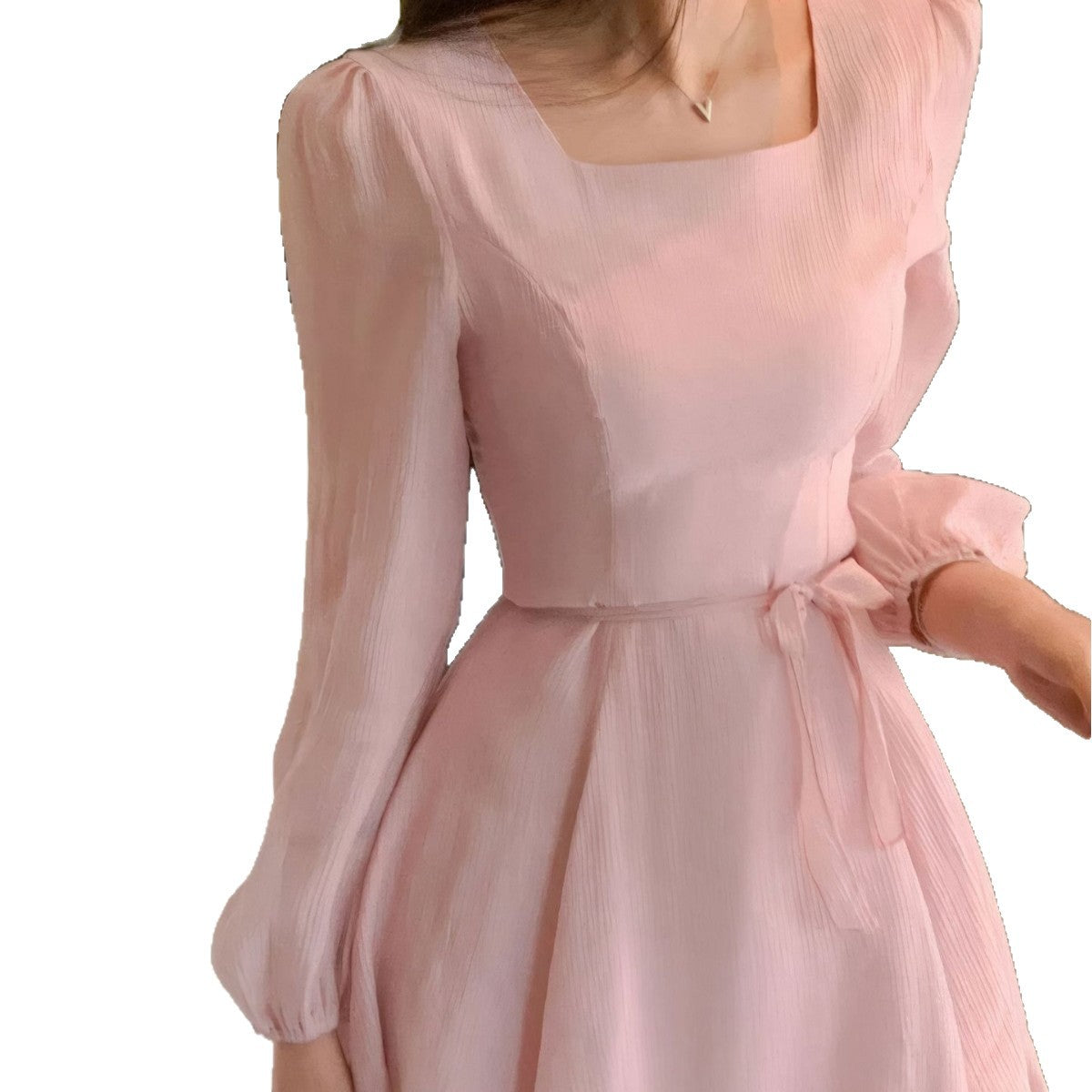 Vestido elegante de verano para mujer, estilo coreano, estilo francés, con escote cuadrado y alta gama.