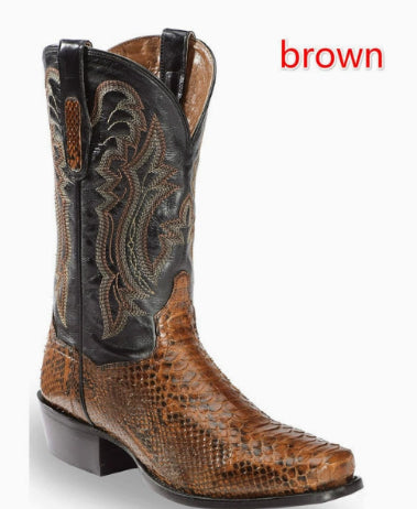 Botas acolchadas con parches y punta bordada para hombre