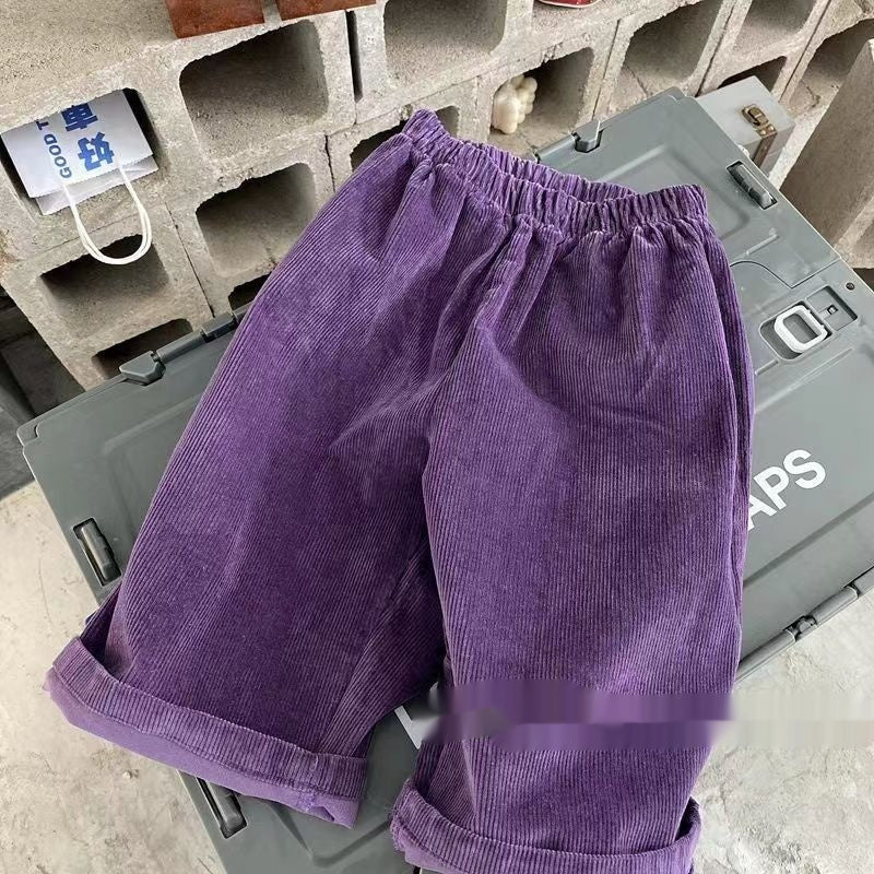 Pantalones acampanados cálidos de estilo coreano para niñas, pantalones largos de pana con forro polar para bebés.