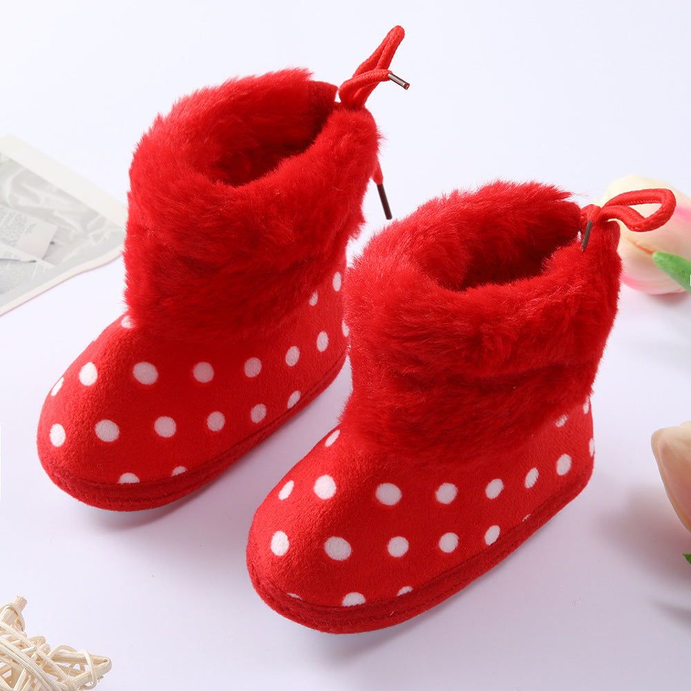Botas de piel con lunares y zapatos para bebé recién nacido