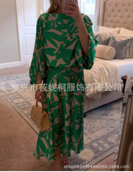 Vestido elegante y sofisticado de manga corta con estampado para mujer