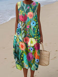 Vestido elegante casual estampado sin mangas para mujer