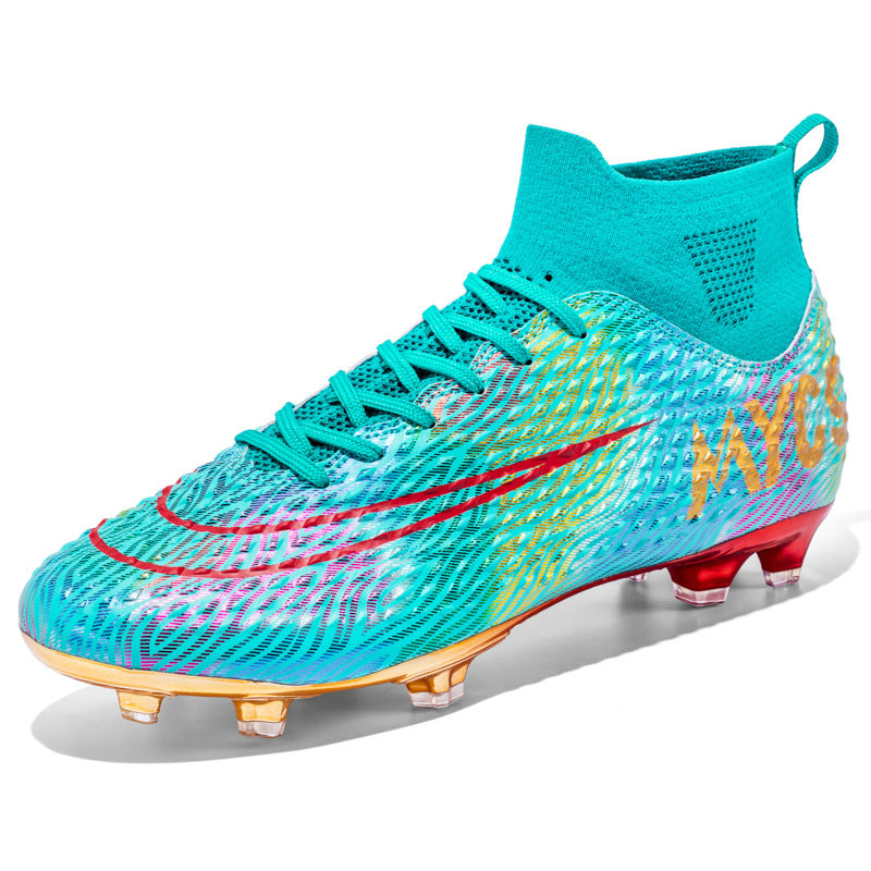 Zapatos de fútbol de caña alta con suela dorada para entrenamiento al aire libre para hombre