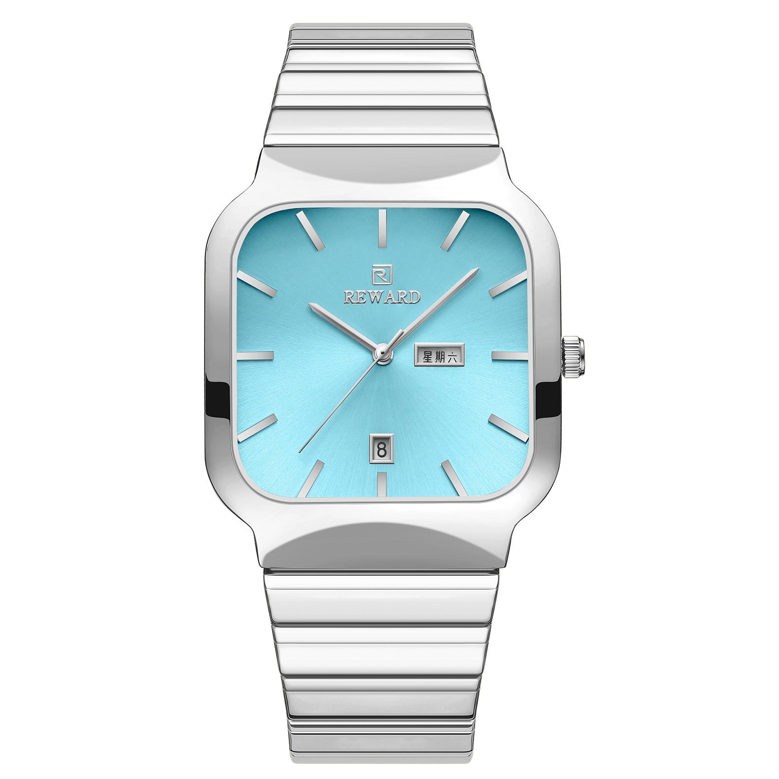 Reloj funcional informal de pareja con doble punta cuadrada