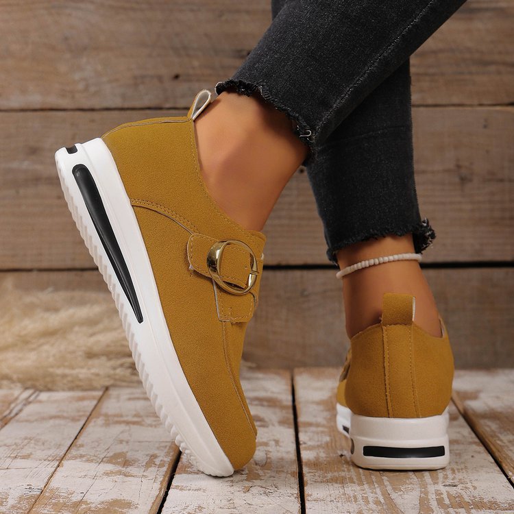 Zapatos casuales sin cordones para mujer de color liso con cordones delanteros