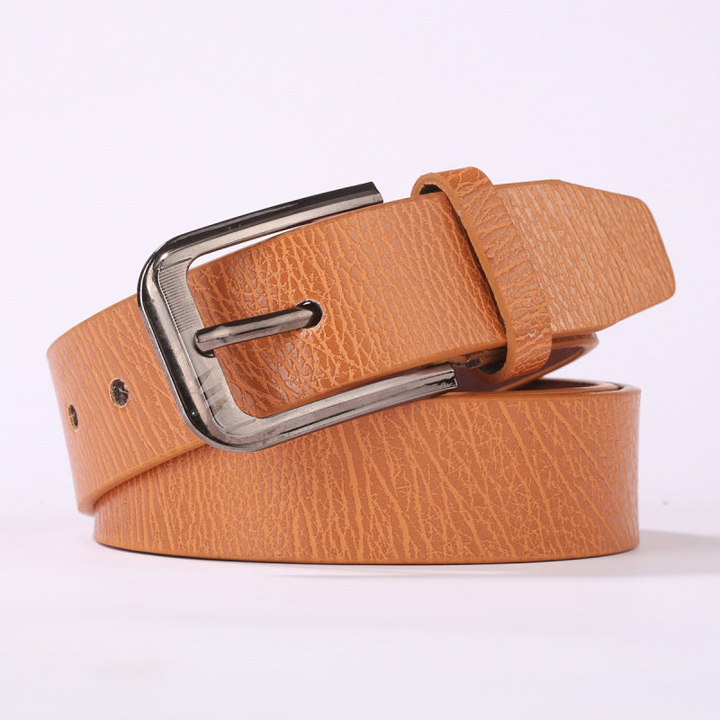 Cinturón de cuero informal para hombre con hebilla para pantalones