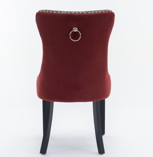 Colección de muebles, juego de 2 sillas de comedor modernas de alta gama con capitoné de madera maciza, tapizadas en PU y terciopelo.