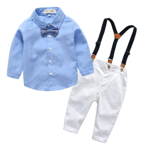 Traje de caballero con pechera y manga larga para niño con pajarita