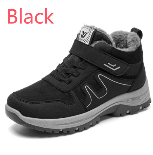 Botas de nieve de algodón para mujer con velcro para invierno en terrenos nevados.