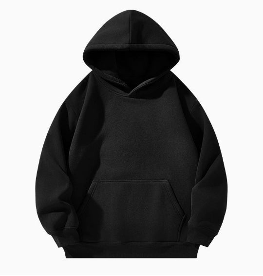 Sudadera con capucha unisex de color liso con forro polar grueso y sencillo