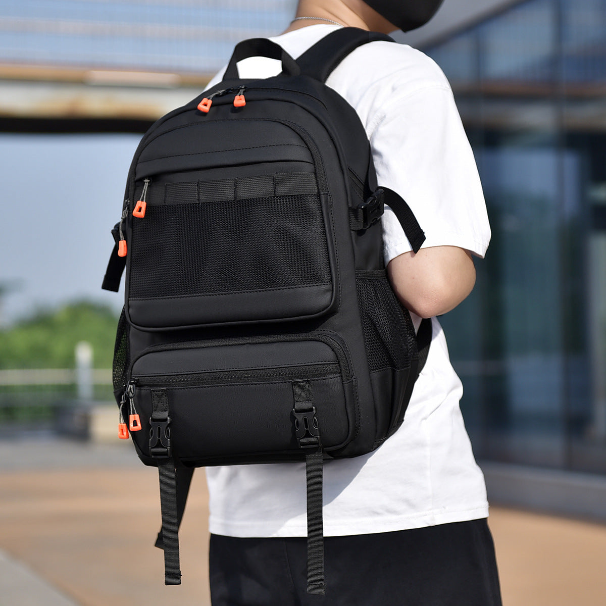 Mochila de negocios minimalista de gran capacidad y color sólido para hombre