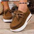 European And American-style Thick-soled Loafers With Front Laces And A Wedge Heelcasual Single-layer Shoes