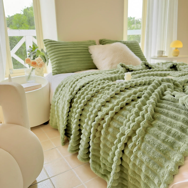 Rabbit Plush Multifunctional Blanket Strip Milk Fiber Bedding