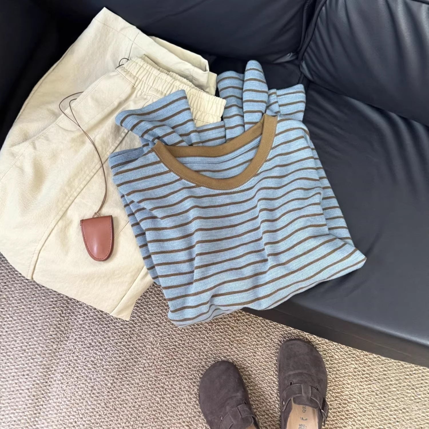 Laid-back Striped Korean-Style Campus-Style Long-Sleeve T-Shirt