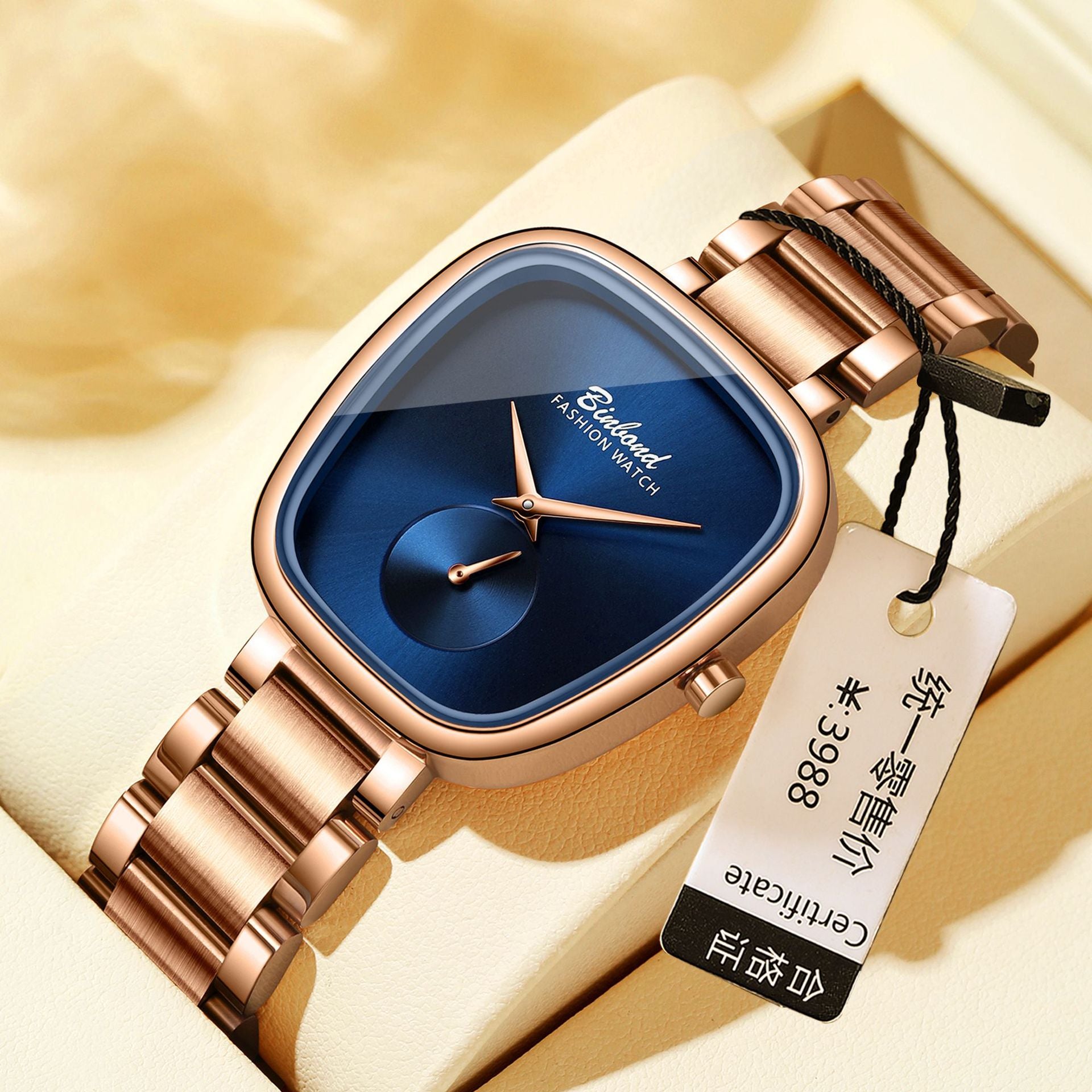 Reloj de cuarzo de acero inoxidable resistente al agua para mujer
