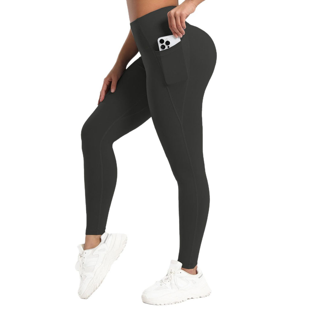 Mallas para correr, fitness, levantamiento de cadera, cintura alta y bolsillos