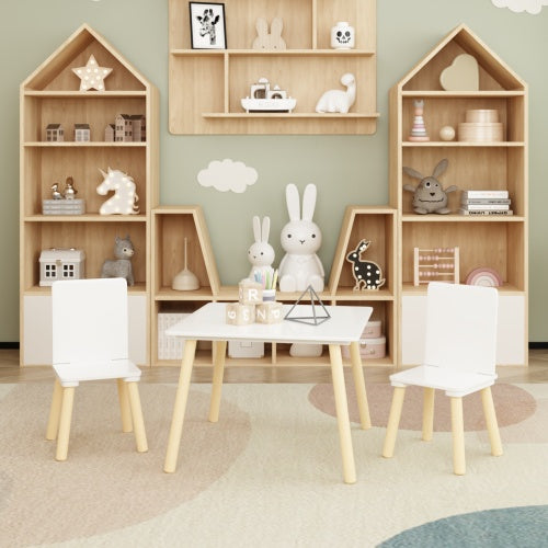 Conjunto de mesa y 2 sillas infantiles de madera