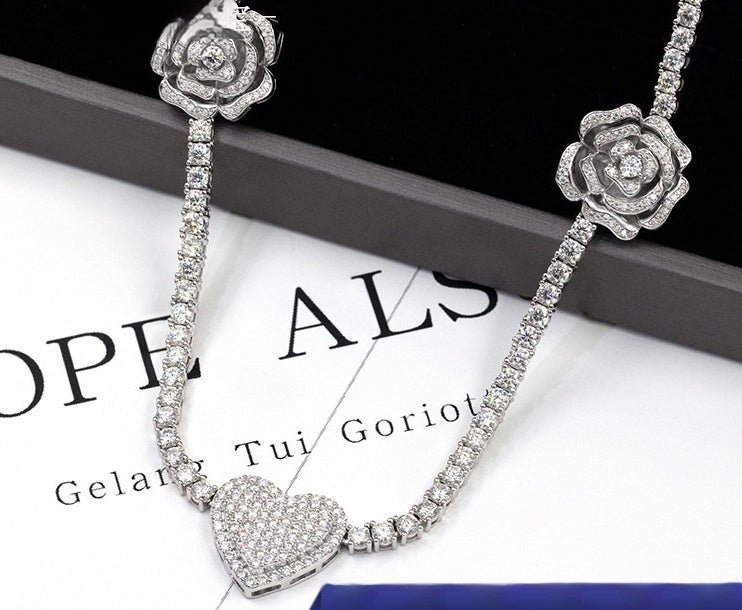 Collar de rosa personalizado de hip-hop de Moissani en plata 925