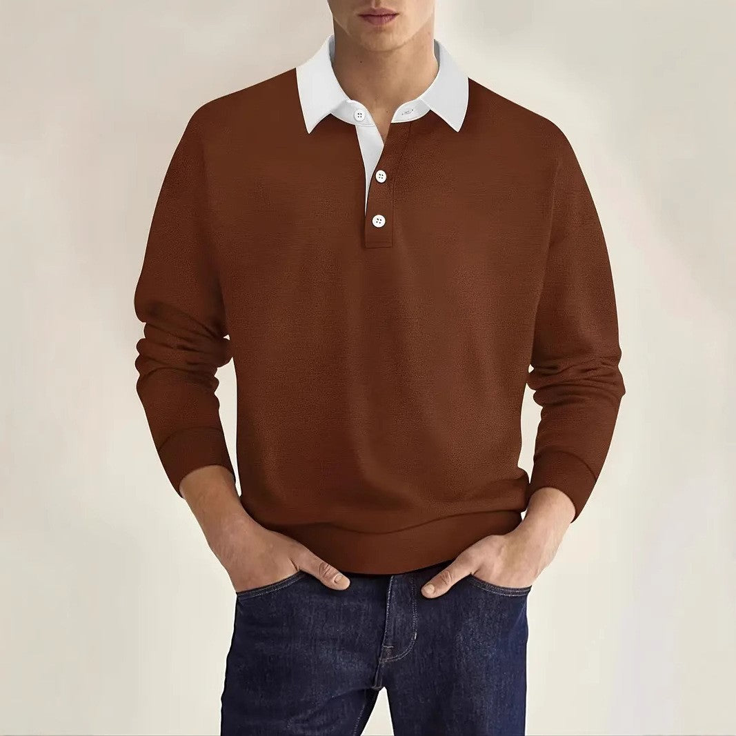 Top versátil de manga larga de color liso para hombre
