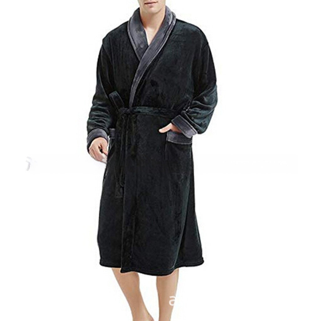 Bata de baño de manga larga para hombre, talla grande